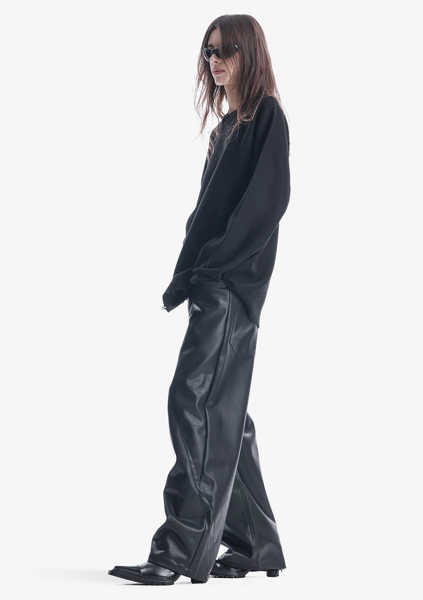 VANT Faux Leather Wide Pants Rw222 - Image 4