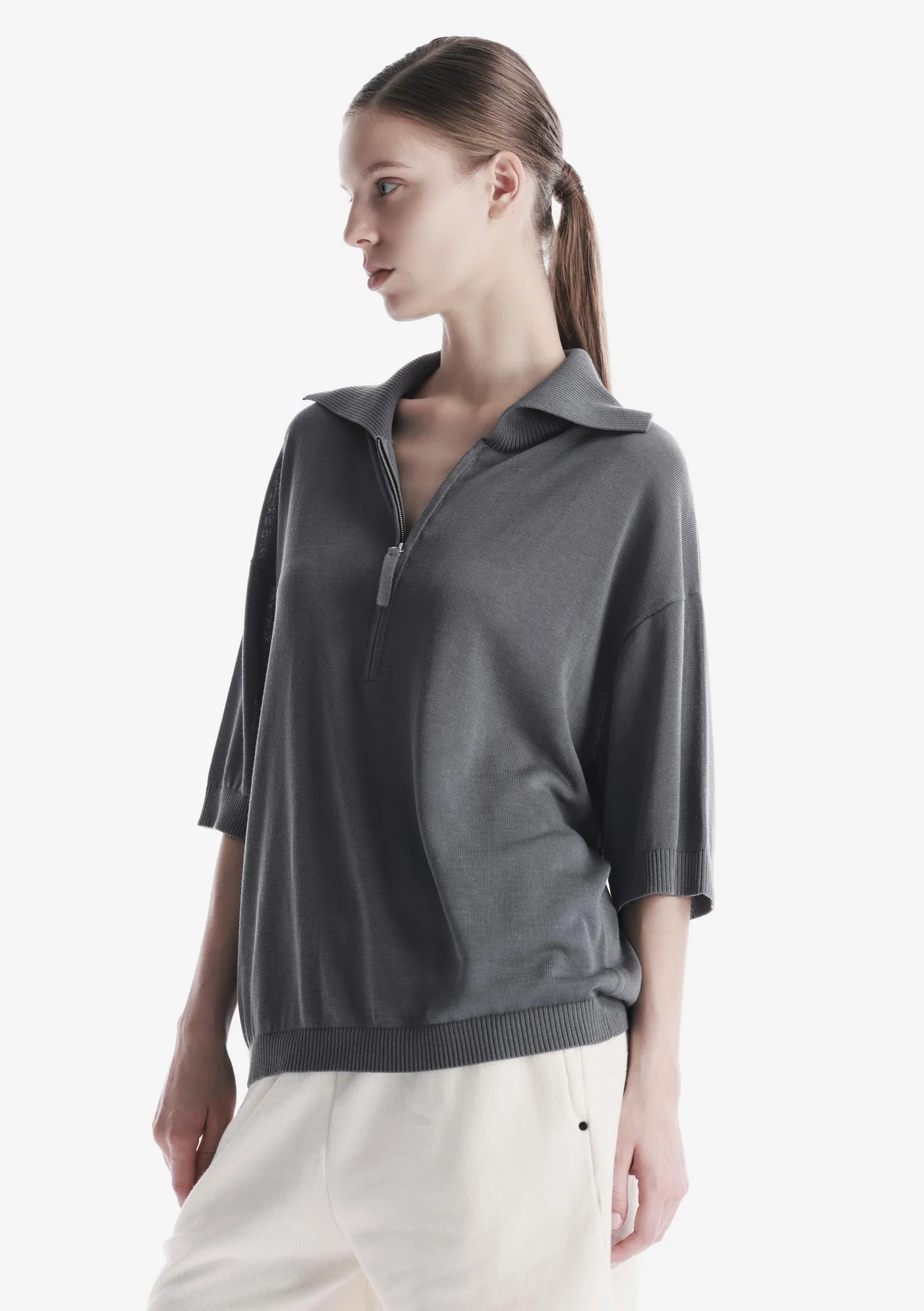 THETA Half-Zippered Polo Shirt Sw45 - Image 7